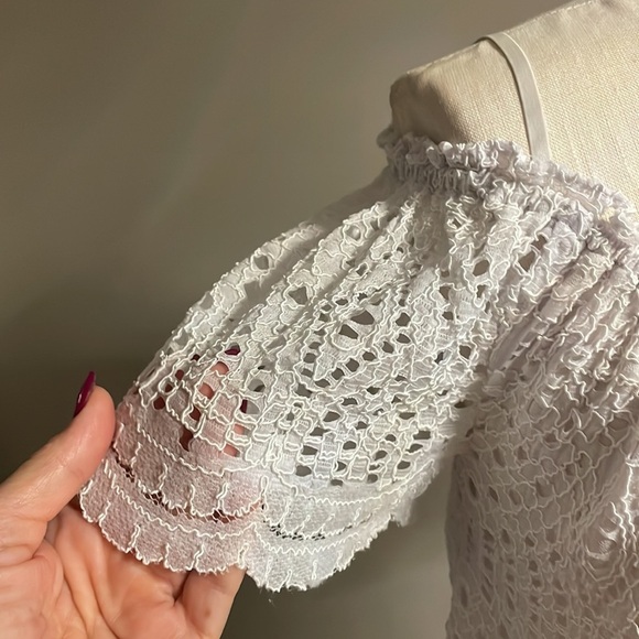 LILLY PULITZER off shoulder scolloped lace top / blouse / shell WHITE size Med - Picture 7 of 13